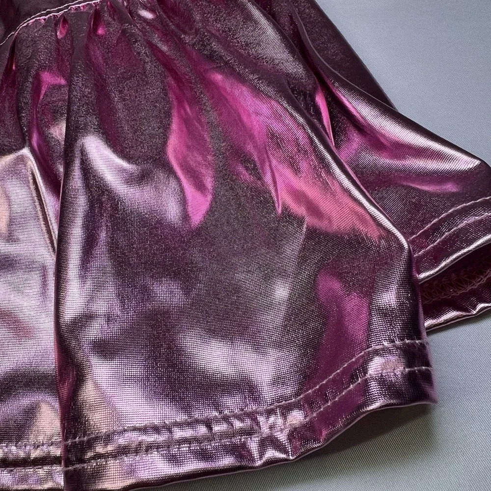 Azarhia Pink Metallic Skirt Skort‎ Little Girl 8/9 Shimmery Reflective Cute